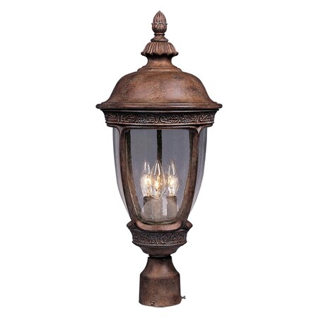 Maxim Three Light Sienna Seedy Glass Post Light 3460CDSE